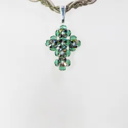 Pendant 30cm - Valonia-Khaki Braid - Pendant 30cm - Laiton argenté